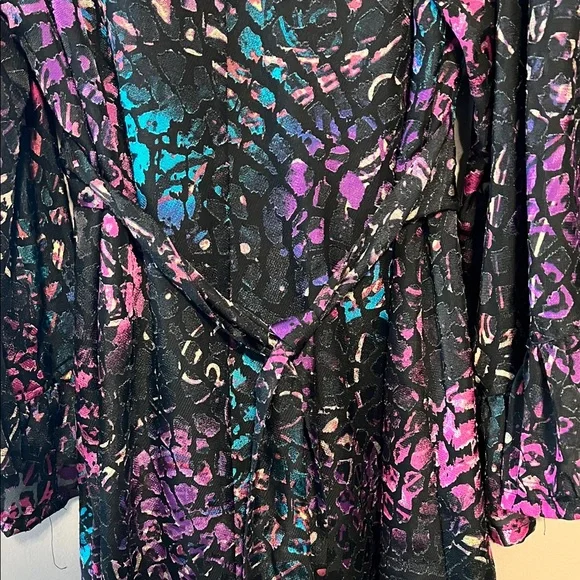 Betsey Johnson Black Wrap Tunic with Pink, Purple & Teal Accents - Picture 3 of 4